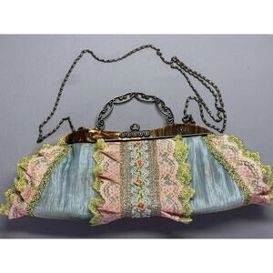 Malina Handmade Victorian Style Lace Handbag Purse Clutch Pink Blue Green